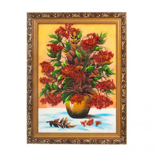 Картина &amp;quot;Натюрморт рябина&amp;quot; багет 36х46 см, рисунок каменная крошка 112480