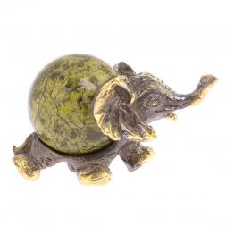 Статуэтка &amp;quot;Слон с шаром&amp;quot; бронза змеевик