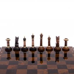 Шахматы из камня обсидиан "Классические" доска 40х40 см