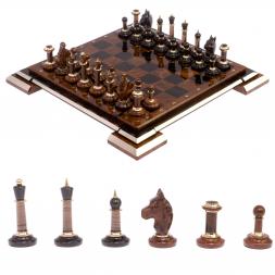 Шахматы из камня обсидиан "Классические" доска 40х40 см