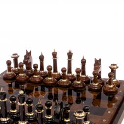 Шахматы из камня обсидиан "Классические" доска 40х40 см