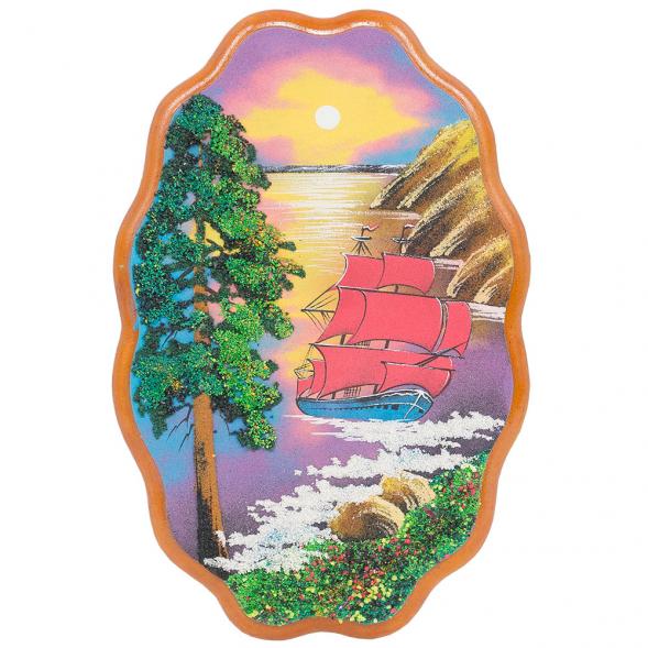 Картина с рисунком из камня &amp;quot;Парусник с алыми парусами&amp;quot; 29х19 см 117357