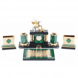 Письменный прибор из малахита &amp;quot;Георгий Победоносец&amp;quot;