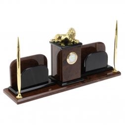 Настольный набор "Лев" из обсидиана