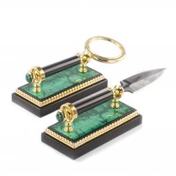 Письменный набор &amp;quot;Фемида&amp;quot; камень малахит Златоуст