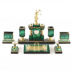 Письменный набор &amp;quot;Фемида&amp;quot; камень малахит Златоуст