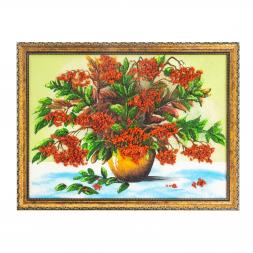 Картина из каменной крошки &amp;quot;Букет рябины&amp;quot; багет 34х44 см