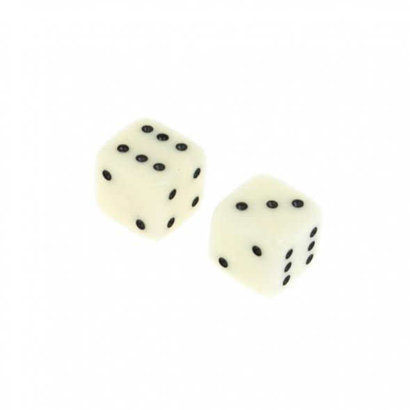 Кубики зарики 1 см белые 2 шт 122958