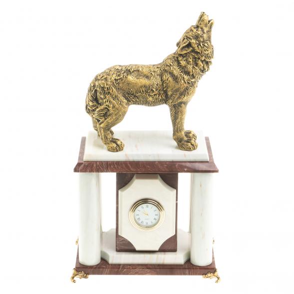 Часы настольные &amp;quot;Волк&amp;quot; лемезит, мрамор 123342