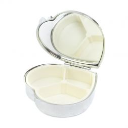 Таблетница &amp;quot;Сердце&amp;quot; на 3 отделения камень пегматит цвет серебро