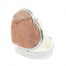 Таблетница &amp;quot;Сердце&amp;quot; на 3 отделения камень пегматит цвет серебро