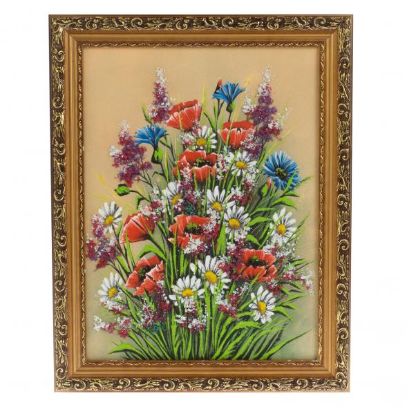Картина из каменной крошки &amp;quot;Полевые цветы&amp;quot; багет 30х40 см желтый фон 127430