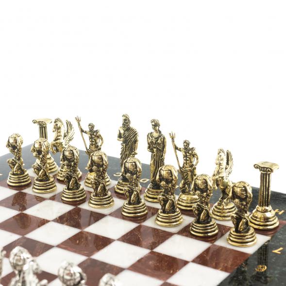 Шахматы &amp;quot;Атлас&amp;quot; доска 28х28 см из камня мрамор лемезит фигуры металлические 122697