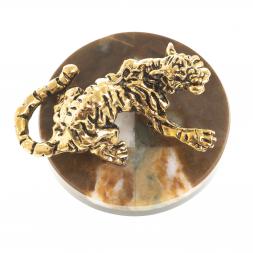 Фигурка "Рычащий тигр" камень офиокальцит коричневый