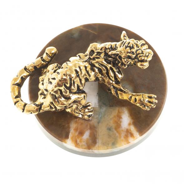 Фигурка &amp;quot;Рычащий тигр&amp;quot; камень офиокальцит коричневый 122794