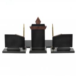 Настольный набор с гербом и флагом России камень лемезит