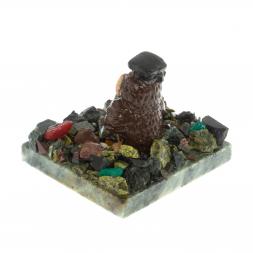 Сувенир "Филин ученый" змеевик самоцветы