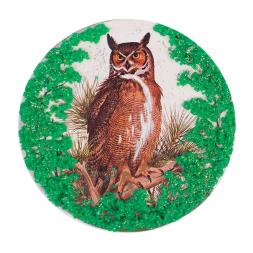 Магнит с рисунком &amp;quot;Филин на ветке&amp;quot; змеевик
