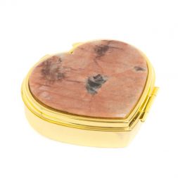 Таблетница &amp;quot;Сердце&amp;quot; на 3 отделения камень пегматит цвет золото