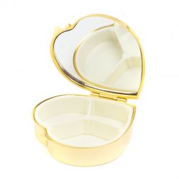 Таблетница &amp;quot;Сердце&amp;quot; на 3 отделения камень пегматит цвет золото