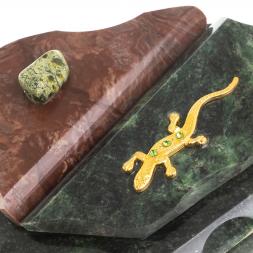 Шкатулка "Ракушка" камень змеевик 14х10х9 см