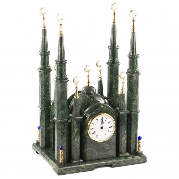 Часы &amp;quot;Мечеть&amp;quot; из камня змеевик большие 120170