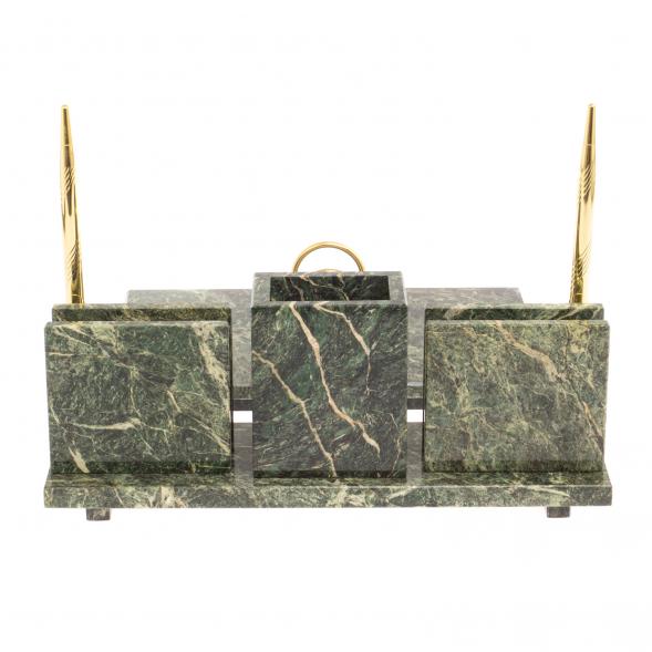 Письменный набор &amp;quot;Офисный&amp;quot; из змеевика с гербом РФ 126580