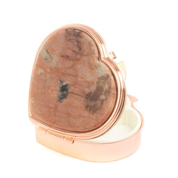 Таблетница &amp;quot;Сердце&amp;quot; на 3 отделения камень пегматит цвет красное золото 127354