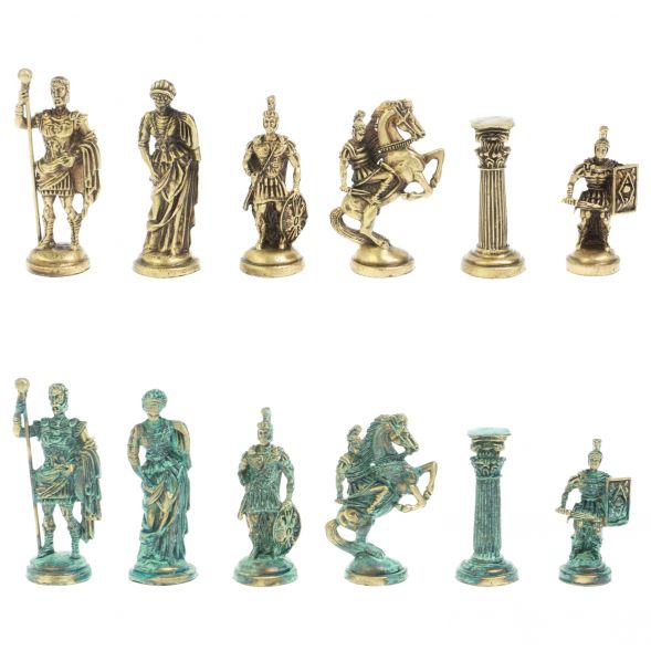 Шахматы &amp;quot;Римские войны&amp;quot; фигуры бронза / патина 44х44 см лемезит 128379
