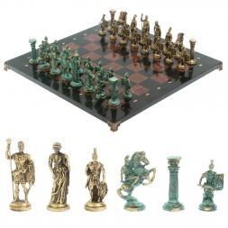 Шахматы &amp;quot;Римские войны&amp;quot; фигуры бронза / патина 44х44 см лемезит