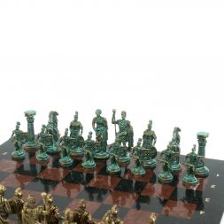 Шахматы &amp;quot;Римские войны&amp;quot; фигуры бронза / патина 44х44 см лемезит