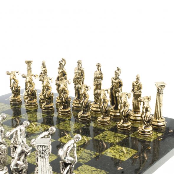 Шахматы &amp;quot;Олимпийские игры&amp;quot; доска 44х44 см змеевик фигуры металлические 122604