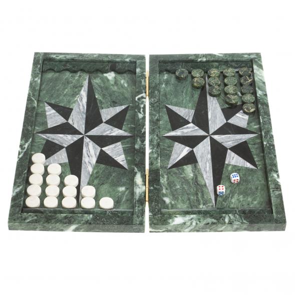 Настольные нарды &amp;quot;Звезда&amp;quot; серый мрамор / черный змеевик 122872