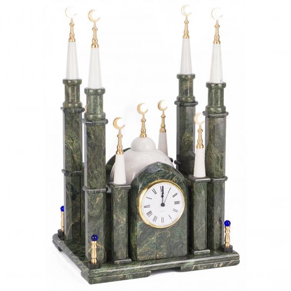 Часы &amp;quot;Мечеть&amp;quot; из камня змеевик мрамор большая 113184