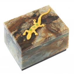 Шкатулка камень офиокальцит 6,5х5х4,5 см