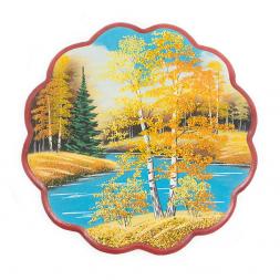 Панно с рисунком из камня "Осенний пейзаж" круглое 36x36 см