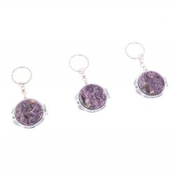 Складное зеркало брелок чароит круглое