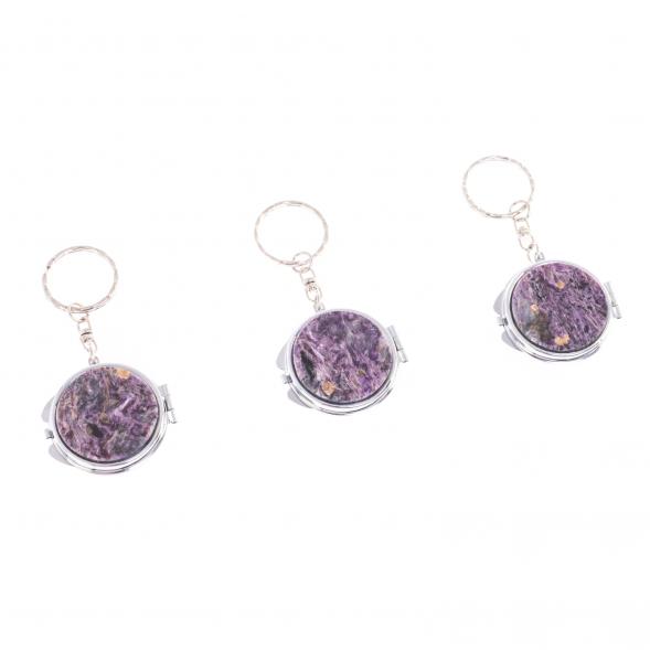 Складное зеркало брелок чароит круглое 126654