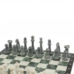 Шахматы "Стаунтон" доска 40х40 см мрамор / шабровский змеевик