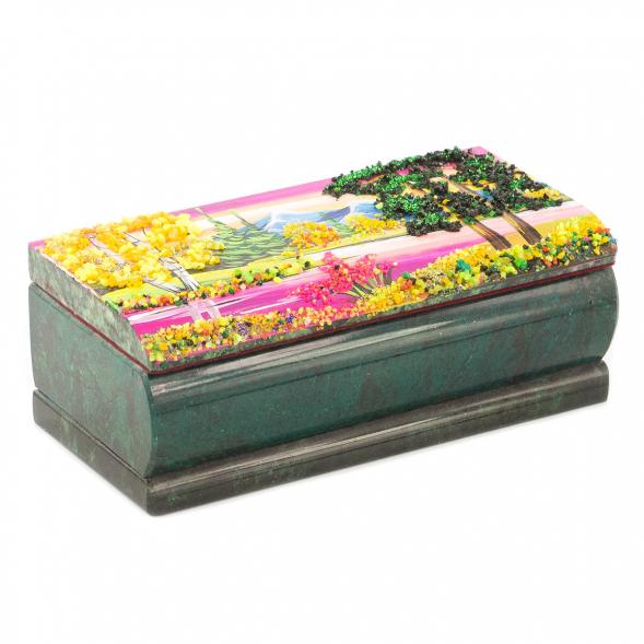 Шкатулка с рисунком &amp;quot;Осень&amp;quot; 14х7х5 см камень змеевик 112146