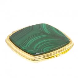 Зеркало складное карманное из малахита цвет золото