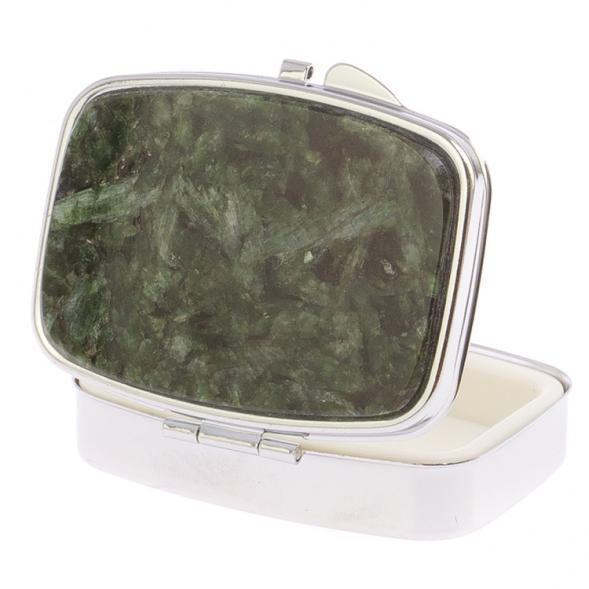 Таблетница на 2 отделения камень актиновит цвет серебро 125907