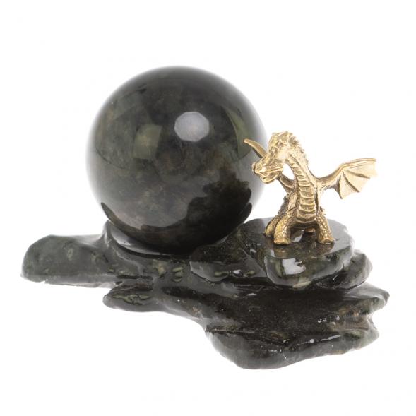 Шар 4,5 см на подставке &amp;quot;Дракон&amp;quot; из лабродарита 126879