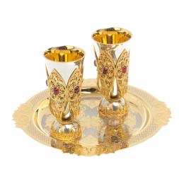 Водочный набор &amp;quot;Царский&amp;quot; 2 рюмки на подносе 80 мл Златоуст