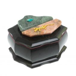 Шкатулка "Ракушка" камень змеевик / розовый мрамор 14х10х9 см