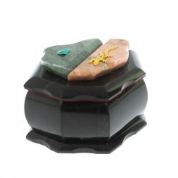 Шкатулка "Ракушка" камень змеевик / розовый мрамор 14х10х9 см