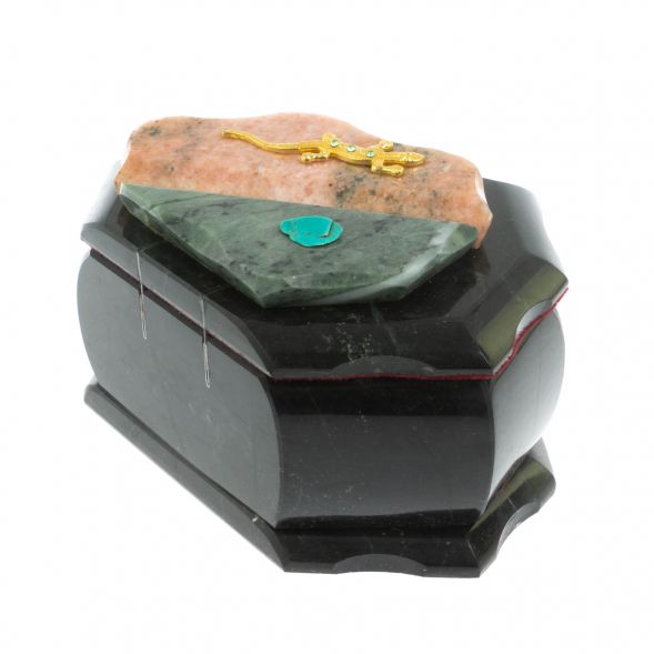 Шкатулка &amp;quot;Ракушка&amp;quot; камень змеевик / розовый мрамор 14х10х9 см 128531