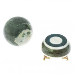 Шар Антистресс 9,5 см на подставке из змеевика ножки бронза