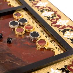 Эксклюзивные нарды &amp;quot;Орнамент&amp;quot; камень яшма Златоуст