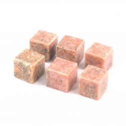 Камни охлаждающие для виски набор 6 кубиков из розового мрамора